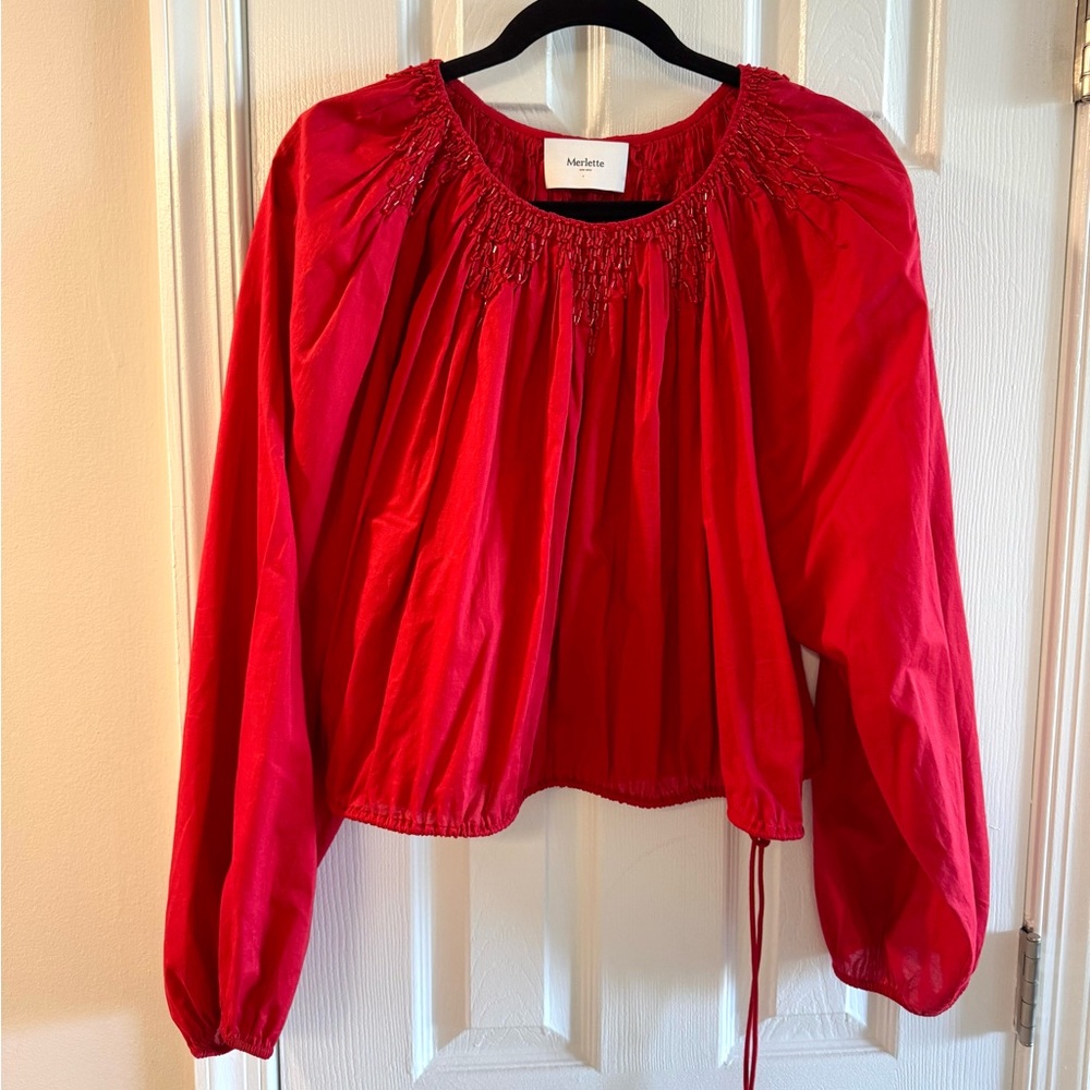 Merlette New York Red Embroidered Top